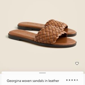 J. Crew Woven Leather Slide Sandals - Tan